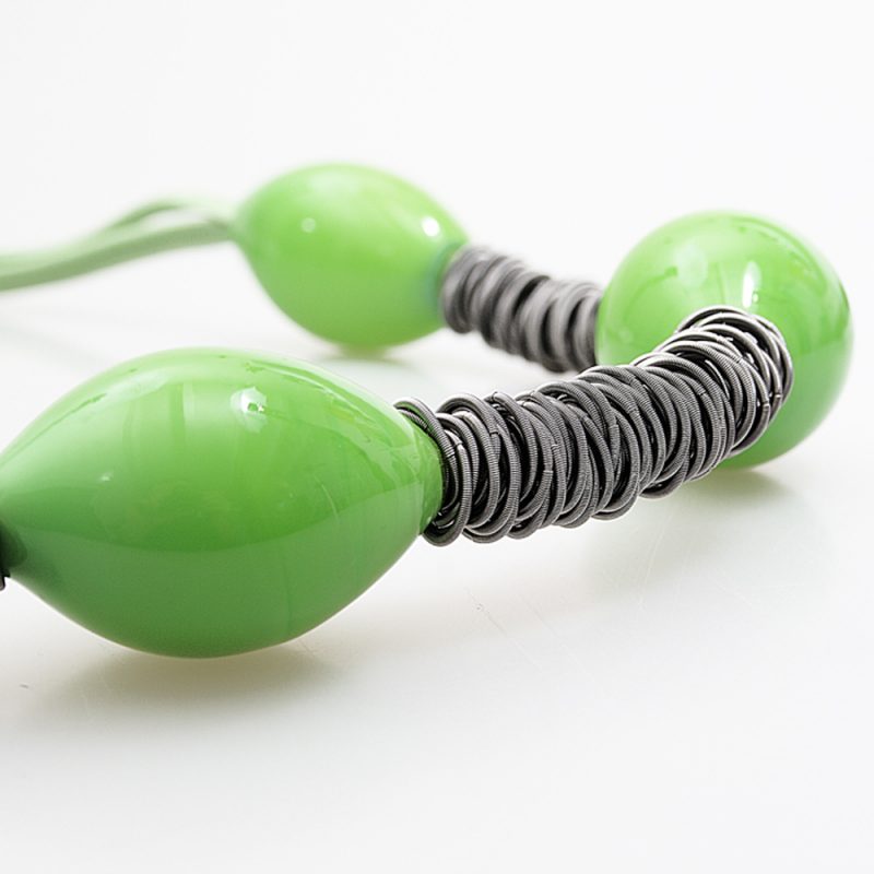 necklace venice murano glass magenta light green